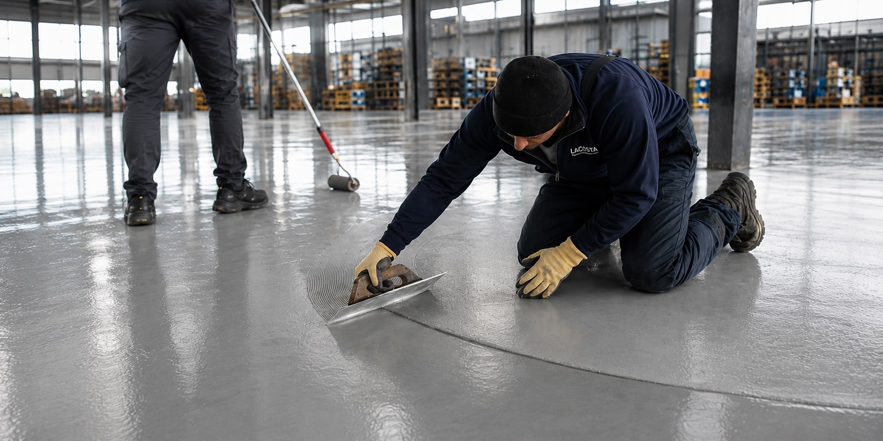 Man working on flooring