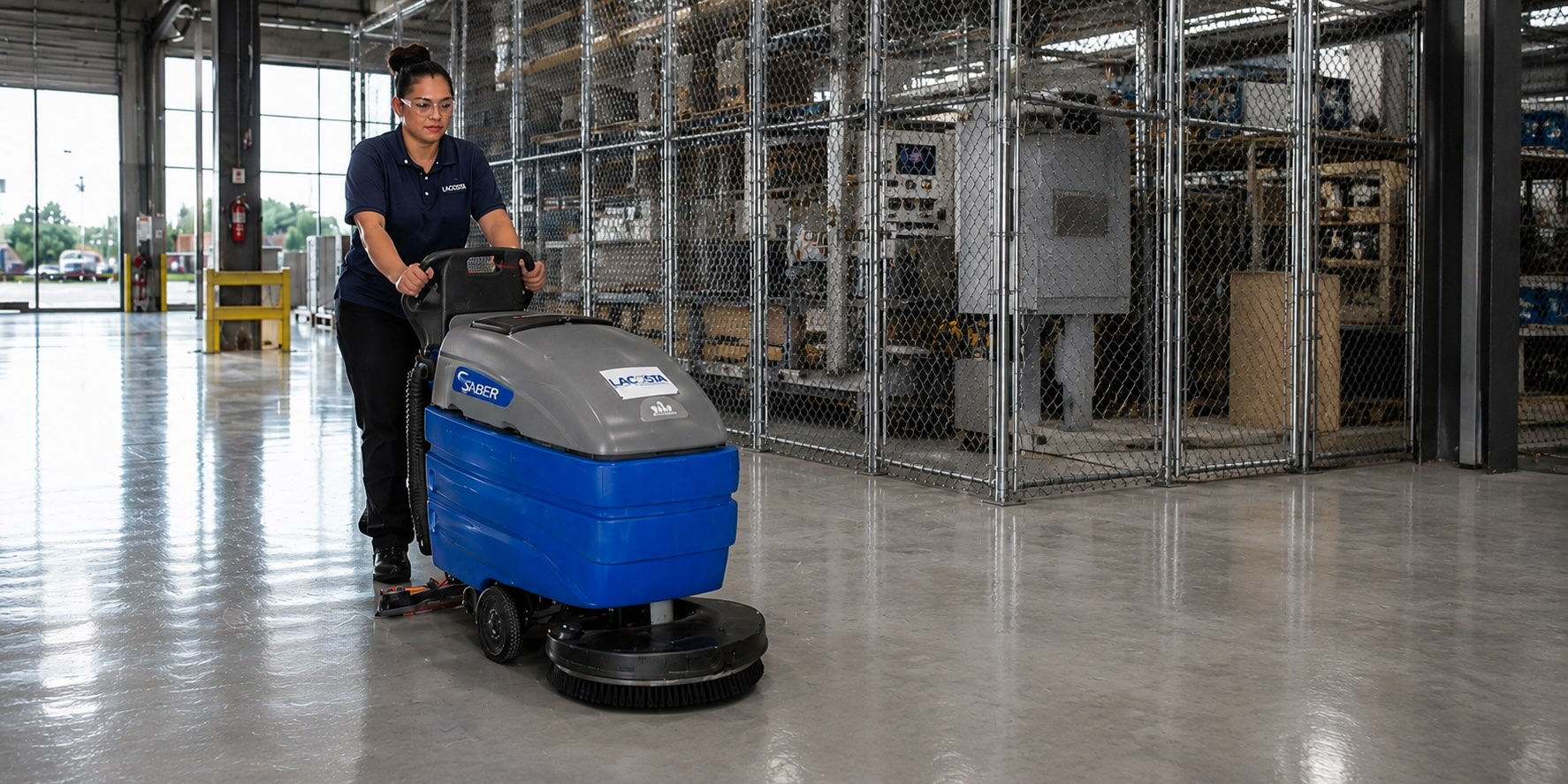 Woman cleaning floor